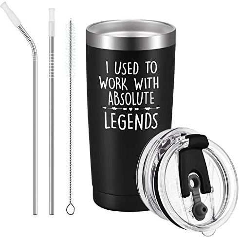 Livole Work Leaving Christmas Gifts for Colleagues, Coworker, Boss, Retirement Gifts for Men, Women, I Used to Work with Absolute Legends, 20oz Insulated Coffee Mug, Stainless Steel Tumbler, Black