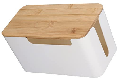 Cyrank Kabel-Organizer-Box und -Abdeckung im Holzstil, Kabelbox Kleine Kabelmanagement-Box mit Holzdeckel für Kabel-Hider, TV-Kabel, Router, Computer, Kabel zu Hause und im Büro