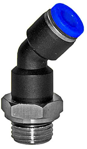 Winkel 45° Grad mit 1/4 Zoll Rohr Außengewinde AG drehbar für 10mm PU Schlauch - Steck Verbinder Pneumatik Fitting Druckluft