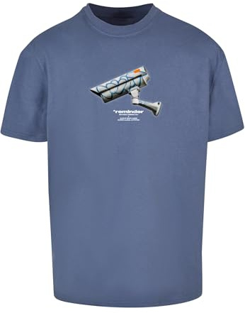 Mister Tee Herren CCTV Oversize T-Shirt – Lockerer Fit, Urban Print mit Überwachungskamera, Statement Streetwear aus Heavy Cotton, Vintageblue, M