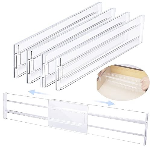 COITROZR Schubladenteiler, Schubladentrenner Verstellbar (27.5-52cm Einstellbar), 4er-Set Schubladen Trenner, Schubladen Trennsystem, Schubladen Organizer Schubladentrenner für Kommode, Schlafzimmer