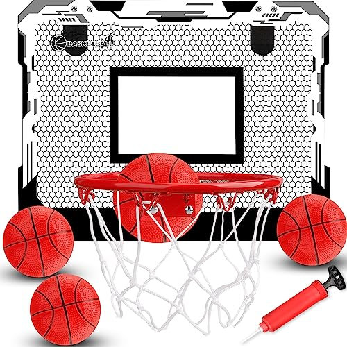 Mini Indoor Basketballkorb Basketball Hoop, kleine Bälle über Tür Small Board Hoop Spiel Set für Tür und Wandhalterung, Pool Basketball Reifen mit komplettem Zubehör