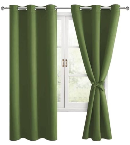 Hiasan Verdunklungsvorhänge Gardinen mit Ösen,Olivengrün Blickdicht Vorhänge,2 Stück,106 x 160 cm (Breite x Höhe),weiche Schiebevorhänge für Schlafzimmer,Wohnzimmer usw.