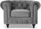 Bravich Velvet Chesterfield Armchair- Grey. Single Seater Arm Chair, Soft Plush Fabric Couch. Living Room Furniture, Easy Clean. Single Seater- 110cm x 90cm x 78cm