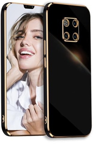 POUHYE Cover per Huawei Mate 20 Pro Custodia Originale, Sottile Morbido Silicone Cover con Protezione Fotocamera, TPU Antiurto Protezione Case per Huawei Mate 20 Pro Nero