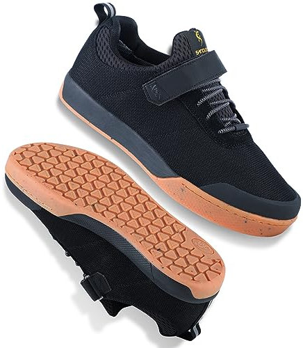 SANDUGO Herren Mountainbike Schuhe Elastischer Verschluss für leichte, wasserdichte, atmungsaktive MTB Schuhe Schwarz 45