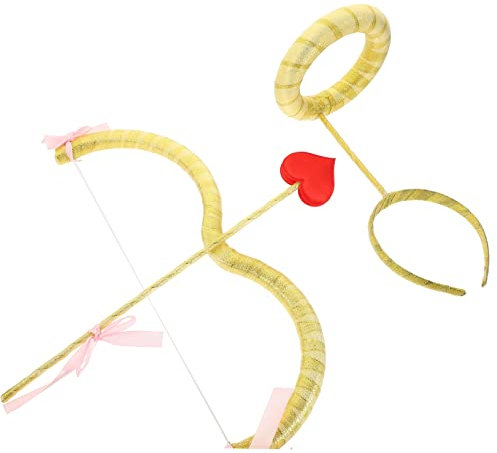 TOPPERFUN 1 Satz Amor Bogen Und Pfeil Kostümbogen u Valentinstag Amor Kostüm Amor Kostüm Damen Amor-stirnband Lustige Bogenpfeile -cosplay Amor-zubehör Für Erwachsene Göttin Tuch Kopf