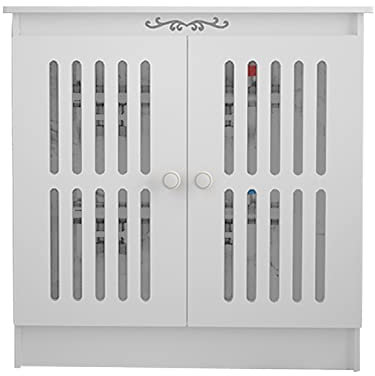 Sleek PVC Radiator Cover: Waterproof, Vertical Slatted Design for Stylish Hallway & Home Office Decor - 60x80x20cm