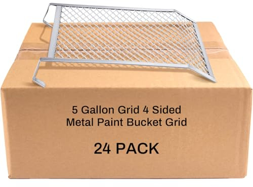 Landhoow 24 Pcs Paint Roller Grid for 5 Gallon Buckets, Paint Screen Strainer 4 Sided Metal Bucket Grid, Silver