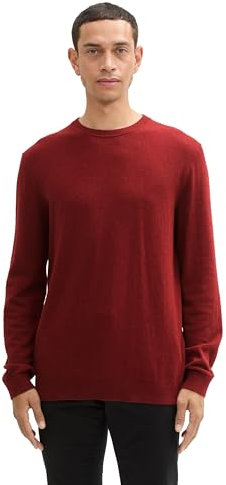 TOM TAILOR Herren 1043266 Basic Strickpullover mit Kaschmir, 35676-Burgundy Dark Red Melange, M
