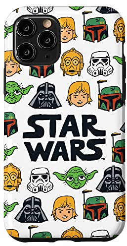 iPhone 11 Pro Star Wars Character Sketch Luke Yoda C-3PO Boba Fett White Case