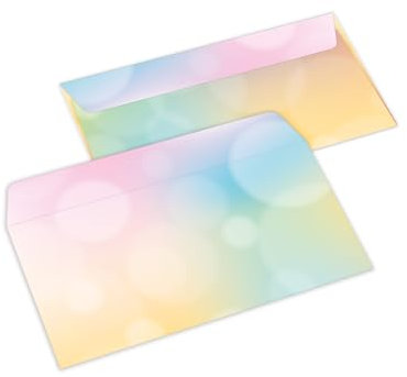 10 Briefumschläge DIN lang hochwertiger beidseitiger Bilderdruck Post Motiv Farbverlauf Kuverts ohne Fenster haftklebend mit Abziehstreifen beidseitig beschreibbar und bedruckbar