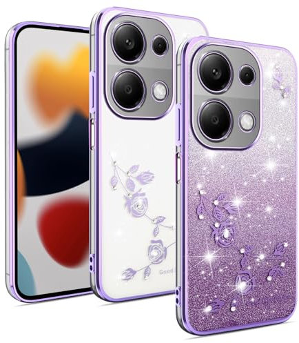 XINYEXIN Funda Glitter para Xiaomi Redmi Note 13 Pro 4G / Poco M6 Pro, Carcasa Teléfono Antigolpes Transparente Bling Sparkle, Ultra Delgado Cute Brillante para Niñas y Mujeres - Viola