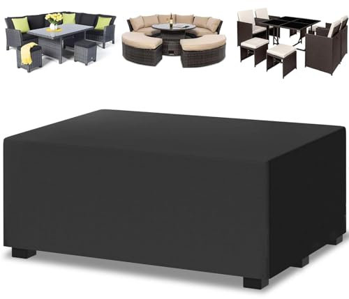 Jianghu Art Housse De Protection Salon De Jardin Bas 320x220x70cm Bache Jardin Exterieur imperméable pour Meubles de Jardin, Bâche Table Jardin 600D Tissu Oxford Housse de Protection,
