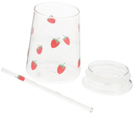 Amosfun 1 Juego Vidrio Taza de Helado Taza de Cafe Transparente Taza de con Leche Vaso de Cerveza Vaso Infantil Vaso niño Gafas Taza de Agua Taza de Fresa Vasos Reutilizable