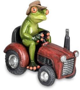 formano wunderschöne Sammlerfigur Dekofigur Frosch auf Traktor Bauernfrosch H.17 cm Froschhausen (Rot)
