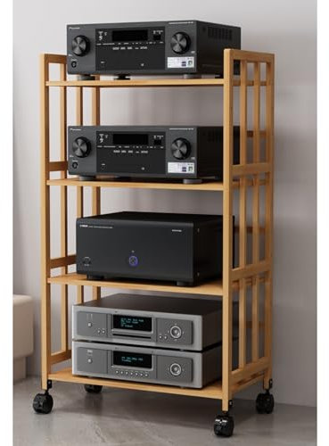 TV-Ständer für DVD-Player, 50,8 cm, 78,9 cm, Audio-Regal, Turm, Holz, Stereo-Schrank, Wohnzimmer, Büro, Organizer, beweglicher Plattenspieler-Halter (4 Etagen, 123 cm hoch, 60 cm L)