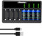 Hisewen 4Pack Wiederaufladbares CR123A Akku, 8-Slot Ladegerät für Arlo Kamera VMC3030 VMK3200 VMS3230/3330/3430/3530