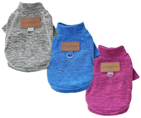 2 Stück/3 Stück Fleece Hundepullover für kleine Hunde, weicher Warmer Rollkragen Hunde Sweater Mantel, Haustier Welpe Katze Winterbekleidung (B-Grau Violett Blau, S)