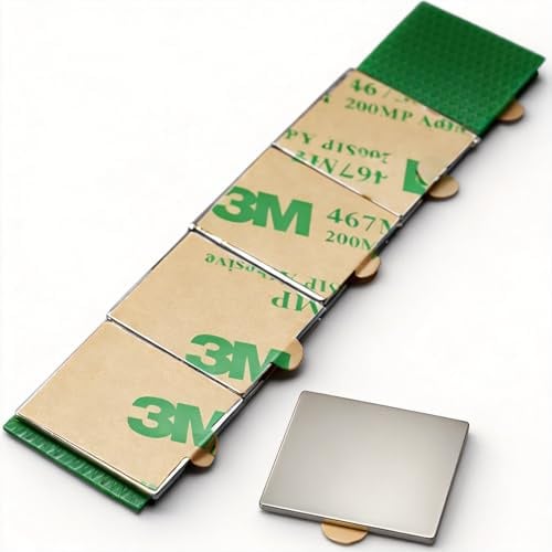 Selbstklebende Neodym-Magnete 20 x 20 x 1 mm | Packung mit 20 starken und langlebigen Magneten für Tafeln, Basteln und Organisation