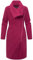 Navahoo Damen lange Übergangsjacke Mantel in Woll-Optik mit asymmetrischem Kragen und wasserdichtem Reißverschluss Samtrose 14 Berry Wine Gr. M