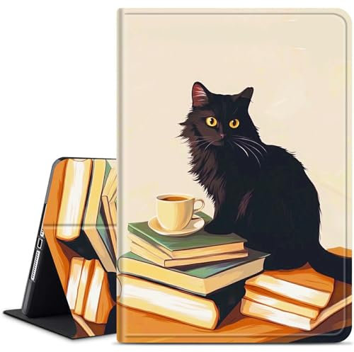 Dikoer for Amazon Kindle Fire 7 (12th Generation, 2022 Release) 7 Tablet Case, Slim Kickstand Stand Leather Smart Cover with Auto Wake/Sleep, Black Cat Book