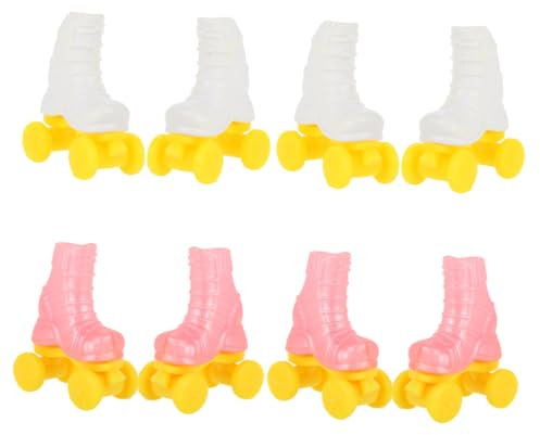 VICASKY Miniatur Rollschuhe für Puppen 4 Paar Süßes Dekorationszubehör für Puppenspiele Langlebiges Kunststoffspielzeug für Innen und Außeneinsatz