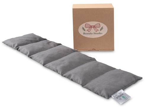 Rosula Studio Cherry Stone Heat Pack – Natural Reusable Microwavable Heat Pad for Neck, Shoulders, Back | Hot Water Bottle Alternative | Water-Repellent Cotton Blend Cover | 60×15 cm (Gray)