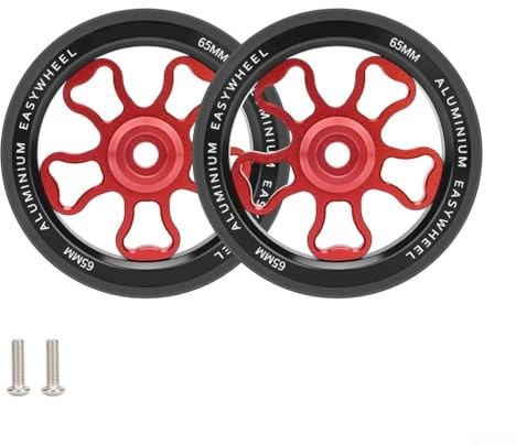 Faltrad Easy Wheels 70 mm, Aluminiumlegierung, leicht, vergrößertes Lager, Schubräder für Brompton- und kleine Falträder (rot)