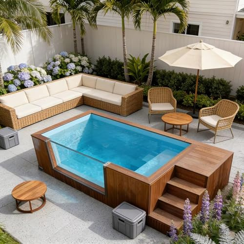 Piscine hors sol en fibre de verre à vendre, tailles personnalisées avec contrôle intelligent de la température, coque en fibre de verre parfaite pour les jardins familiaux