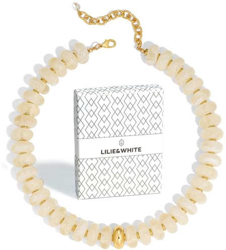LILIE&WHITE Damen Halskette Multi-Color, Auffällige Perlenkette aus Hochwertigem Harz, Trendiger Retro-Schmuck mit Großformatigen Perlen für Freizeit Halskette