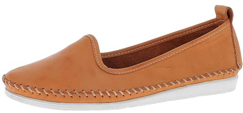 Andrea Conti Damen Slipper Mokassin aus weichem Leder im Boho Style 0027449, Größe:39 EU, Farbe:Orange