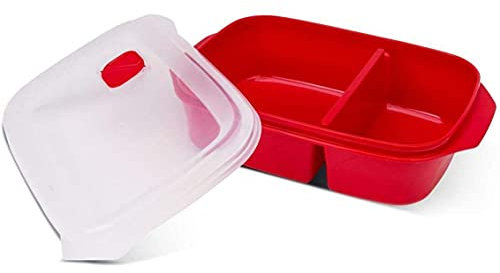 Good 2 Heat Plus Microwave Rect 2 compartment divided container 1.3L, Red