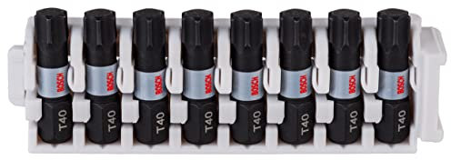 Bosch Professional 8tlg. Schrauber Bit Set Torx (Impact Control, T40 Bits, Länge 25mm, Pick and Click, Zubehör Schlagschrauber Bohrschrauber)