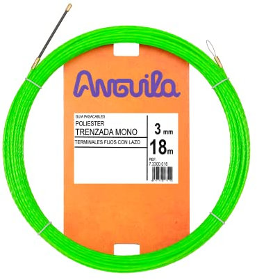Anguila | Guía Pasacables | Tubos Estrechos | Fijos con Lazo | Poliéster Trenzado | Color Verde | Diámetro 3mm | 18 metros