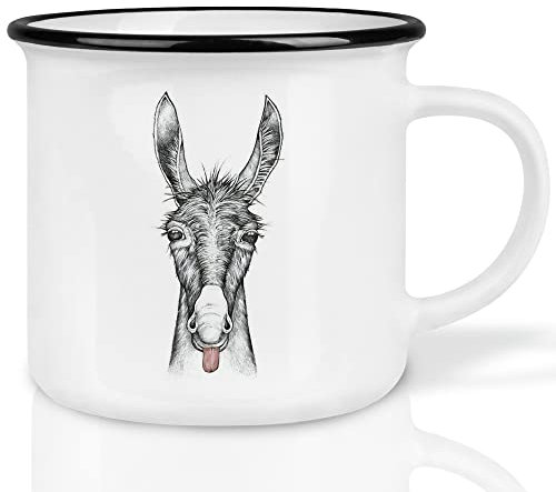 Ligarti® Keramiktasse [Design by H. Ligeti] Design Mug & handveredelter Becher I Spülmaschinengeeignete Tasse, Kaffeetasse, Teetasse, Cup (Lore Esel)
