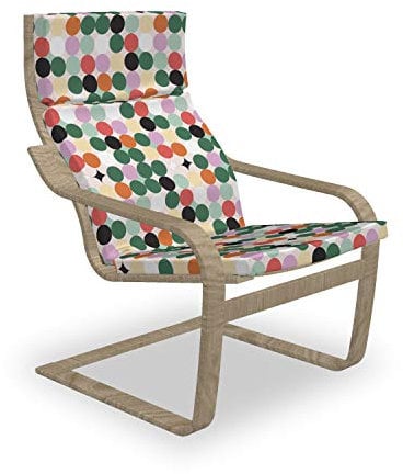 ABAKUHAUS Pop-Art Poäng Sessel Polster, Motley Kreise Runden Motiv, Sitzkissen mit Stuhlkissen mit Hakenschlaufe und Reißverschluss, Mehrfarbig