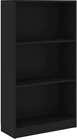 vidaXL Bücherregal 3 Fächer Standregal Aktenregal Wandregal Raumteiler Regal Raumtrenner Büroregal Mehrzweckregal Schwarz 60x24x109cm Holzwerkstoff