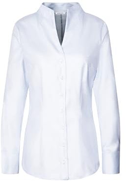 Seidensticker Damen City Langarm Slim Fit Kelchkragen Bügelleicht Bluse, Bleu, 34 EU