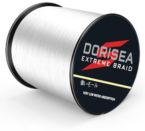 Dorisea Extreme Trenzado 100% PE 300 m/328 Yardas Trenzado Hilo de Pesca de 2,7-250 kg, Cuerda de Pesca Resistente a la abrasión, increíble superlínea (Blanco, 4,5 kg/0,14 mm)