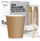 cubex professional 500 Bicchieri in cartoncino da 75 ML Avana + 500 Palette in Legno da 14 cm, per Caffè, Acqua, Bevande Calde e Fredde, 100% Riciclabili