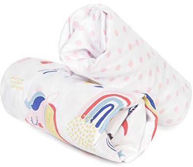FlyIdeas 2-teiliges Spannbettlaken-Set für Beistellbett 90x55 cm – 100% Baumwolle, Weich & Atmungsaktiv – Passend für Matratzen 50x90, 60x90, 40x90 & mehr