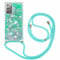 FMPCUON Coque Samsung Galaxy Note 20 Glitter Liquide Collier pour Téléphone Portable avec Cordon - Lanyard Paillettes Flowing Sand Silicone Gel TPU Housse avec Smartphone Collier Étui, Vert