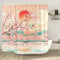 DESIHOM Japanischer Duschvorhang, asiatische Kunst, Berg, Duschvorhang, Anime, Kirschblüte, Polyester, 183 x 183 cm