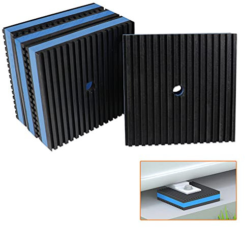 GCGOODS Lot de 4 coussinets anti-vibrations en caoutchouc nervuré très résistant avec coussinets d'isolation centraux bleus en EVA pour CVC, compresseur d'air, tapis roulant, lave-linge et