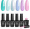 Beetles Gel Nail Polish Kit Spring Styles 6Pcs Mermaid Purple Green Glitter Gel Polish Trendy Soft Pink Shimmer Gel Nail Art, Holiday Vacation Gift for Girls Women DIY Manicure