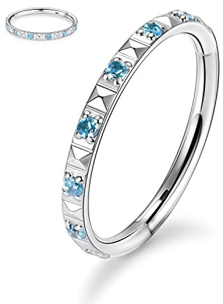 16G Conch Hoop Ring Knorpelohrringe 316L Chirurgenstahl Nahtlose Higned Segment Clicker Nasenring Hoop Silber Helix Tragus Lip Lobe Ohrringe Septum Daith Piercing Schmuck 10mm mit blauer CZ Pyramide