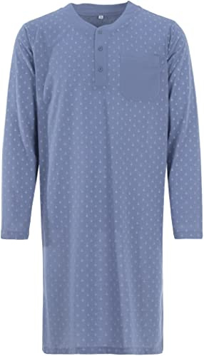 Herren Nachthemd 1/1 Arm Druck mit Brusttasche Langarm Schlafshirt