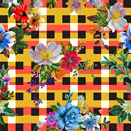 HEKO PANELS Stoff Oxford Wasserdichte Meterware CanvasPolyester Stoff Zum Nähen Nähstoffe Möbelstoffe Dekostoffe Handwerken Wasserabweisend Blickdicht Blumen Bunt Kariert 100 x 155 cm