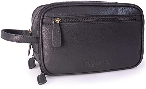 Bucklestone - Neceser de Viaje de Piel - Toiletry Bag Mediano - Bolso de Baño para Hombre - Bolso de Aseo para Cosméticos - Durham - Negro
